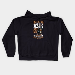 Jesus and dog - Austrian Black and Tan Hound Kids Hoodie